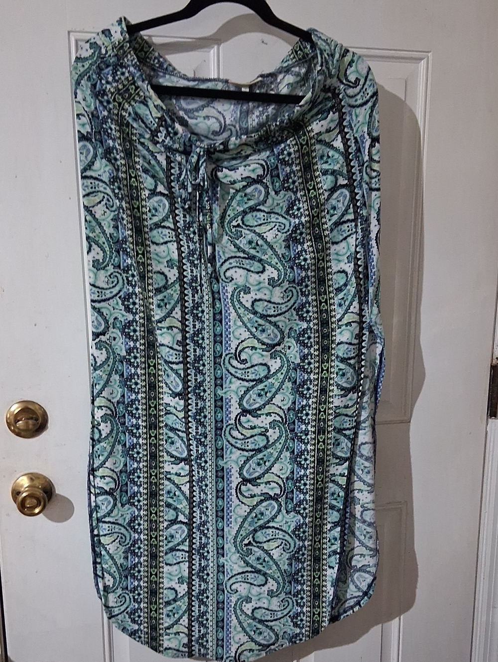 Bobbie Brooks Teal and Navy Paisley Maxie Skirt With 2 Splits